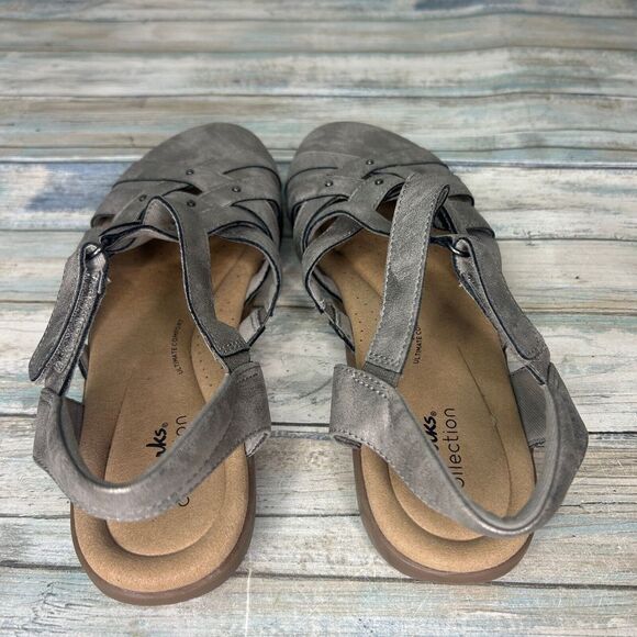 Clarks Elizabelle Sea Metallic Leather Sandal Size 9 Fisherman Earthy Boho - Picture 4 of 6